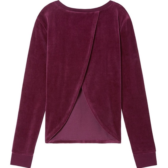 ❤️ NWOT Victoria’s Secret VS Wine Red Velour Crossback Pullover Sweatshirt - Picture 2 of 6